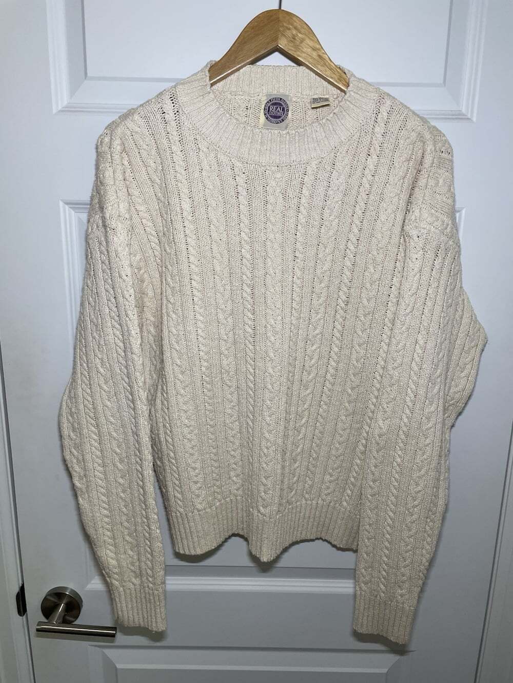 Vintage Y2K 90s Saks Fifth Avenue Womens M Silk Cable Knit Fisherman Sweater
